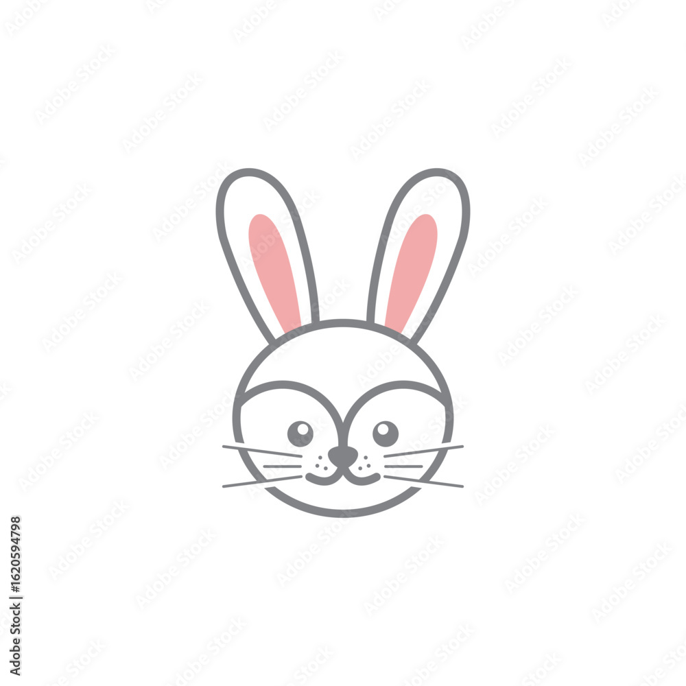 Obraz premium Charming rabbit head icon. A simple and cute bunny face vector illustration for a logo.