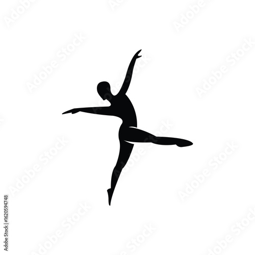 Abstract black silhouette of a graceful dancer. Modern dance icon for a logo concept.