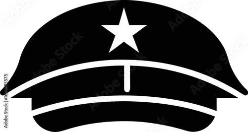 Army Cap Icon Silhouette Vector Black and White