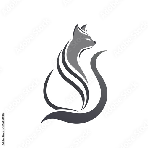 Wallpaper Mural Vector art of elegant cat silhouette with a graceful pose isolated on white background Torontodigital.ca