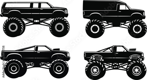 Collection of monster truck silhouettes