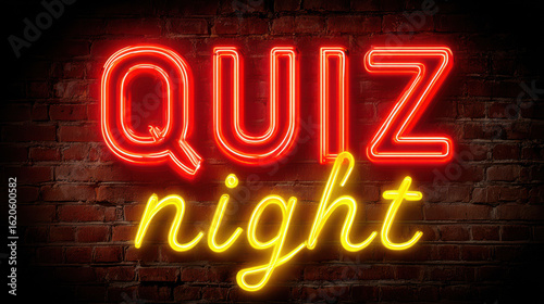 Wallpaper Mural Colorful glowing neon letters spelling quiz night for event decor Torontodigital.ca