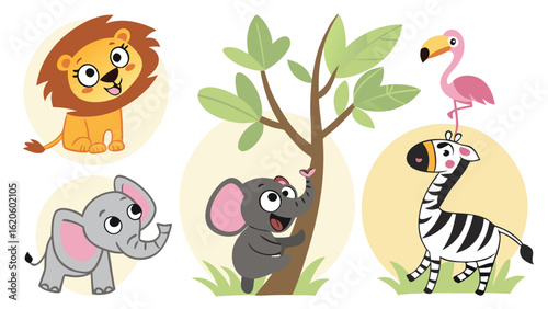 Photography adorable african animals illustration set lion  el (3).eps