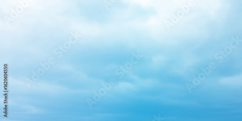 Cloudy blue summer storm  in the sky, watercolor background, horizontal view, beautiful cloudscape, fresh air, nature shining light, sunrise sky, panoramic view, daylight, vast fluffy tiny white sunsh