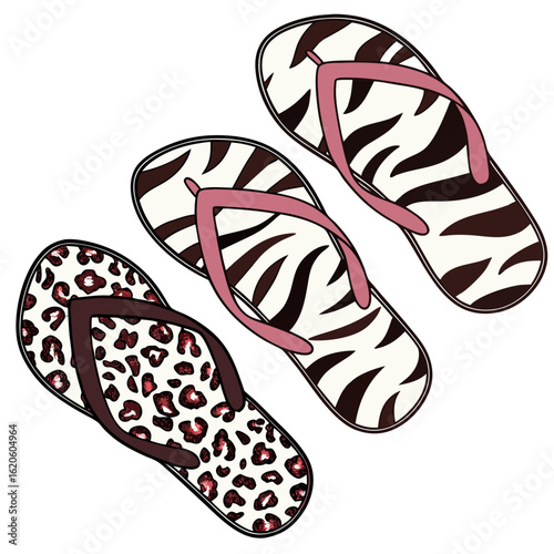 animal print flip flops leopard and zebra patter