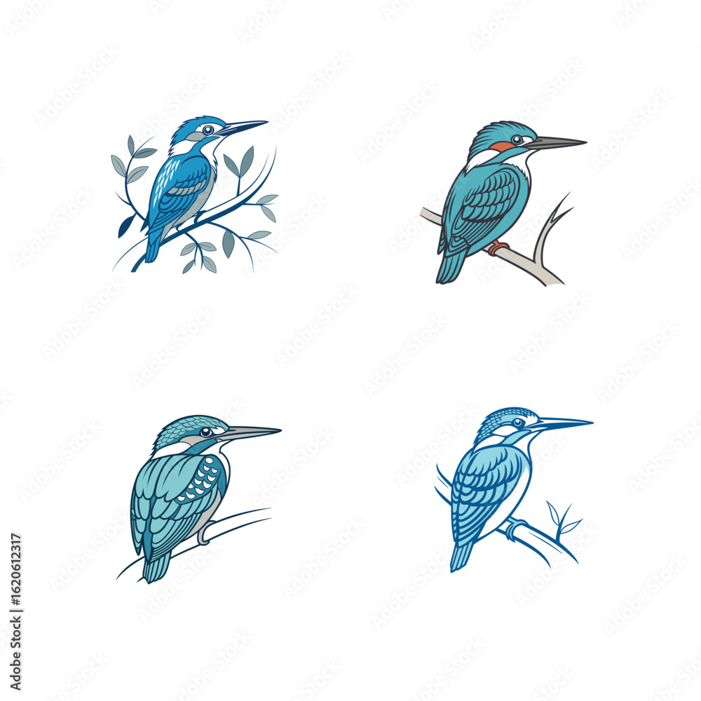 Obraz premium Kingfisher icon set vector. Adobe Illustrator Artwork