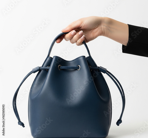 female hand holding a red bag