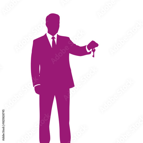 disapproving businessman silhouette: a flat vector illustration isolated on transparent background