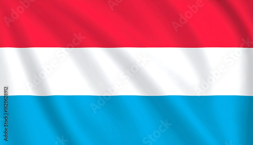 Luxembourg flag with horizontal red-white-light blue stripes representing sovereignty, unity, and European identity.