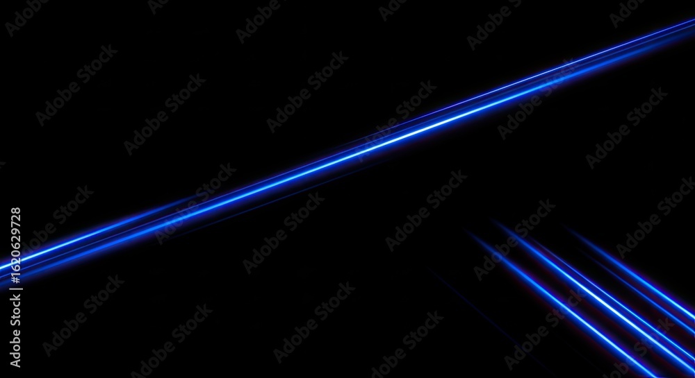 Fototapeta premium Striking abstract image featuring vivid blue light trails against a dark background