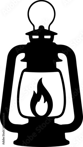 A pure black silhouette of a classic hanging lantern
