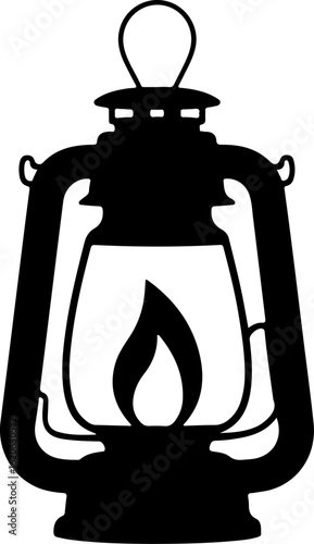 A pure black silhouette of a classic hanging lantern