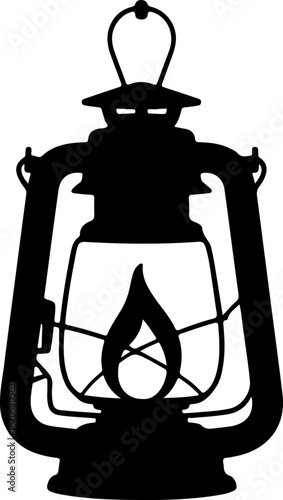 A pure black silhouette of a classic hanging lantern
