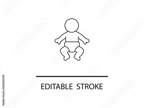 Adorable baby icon illustration for your cute newborn designs and projects, simple line art for baby shower invites and nursery decor.