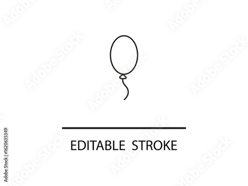 Simple balloon icon illustration for celebratory designs and party decorations with editable stroke for easy customization projects.