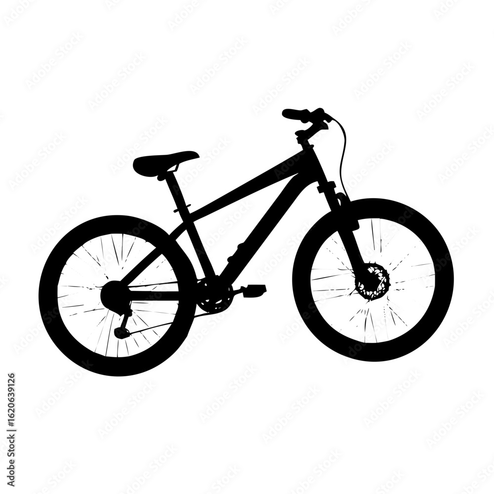 Obraz premium Mountain Bike Silhouette Vector – Black Cutout Cycling and Outdoor Sports Illustration