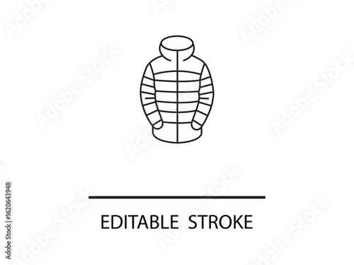 Sleek puffer jacket outline for winter design projects, perfect for fashion and lifestyle brands needing simple, modern apparel graphics.