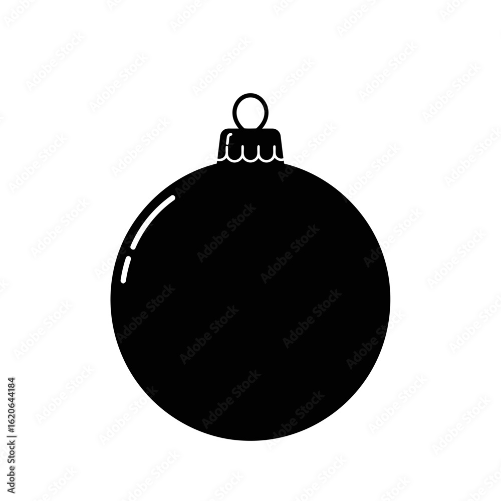 Illustration of a single black christmas ornament silhouette Illustration of a single black christmas ornament silhouette
