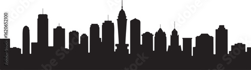 Black and White Mexico City Skyline Silhouette Photograph