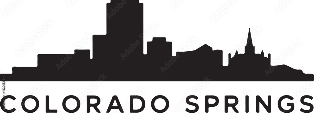 Fototapeta premium Minimalist Black and White Colorado Springs Skyline Silhouette
