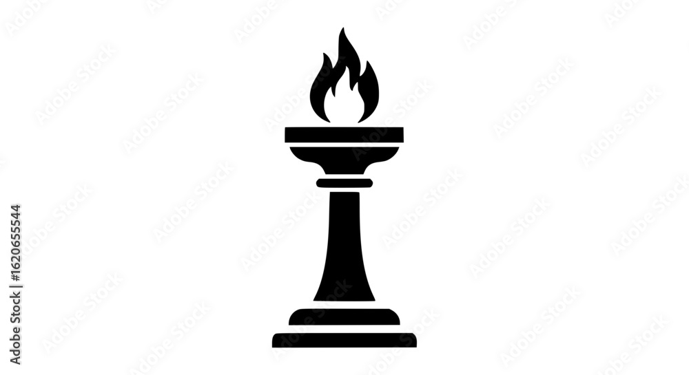 Fototapeta premium An ancient torch black and white icon
