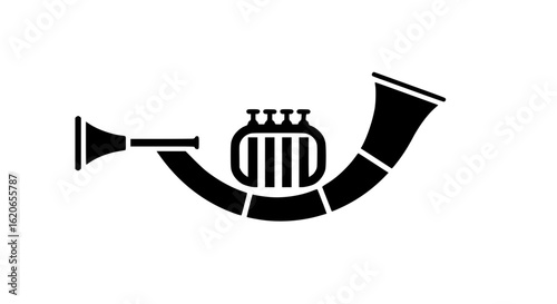 A trumpet musical instrument minimalist black and white icon