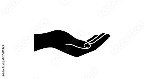 A palm of a hand minimalist in a white background beautiful black and white icon