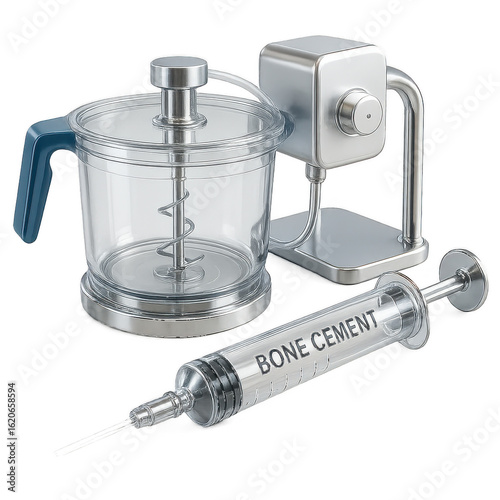 Medical bone cement mixer and syringe isolated on a transparent background image