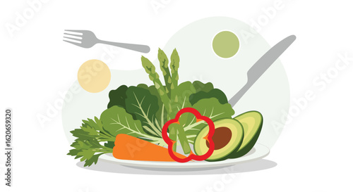 Delicious Fresh Organic Vegetables and Avocados Ready for Healthy Eating and Nourishment