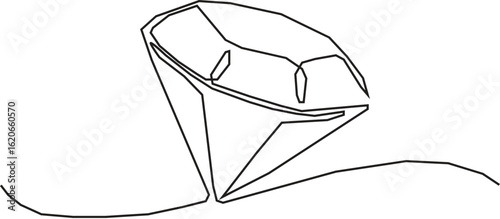 Continue one line draw daimond icon on white back ground. dimond jewelry icon. line icon. 