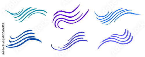 Wave Effect Icons Crayon Chalk Drawing Doodle Vector Set