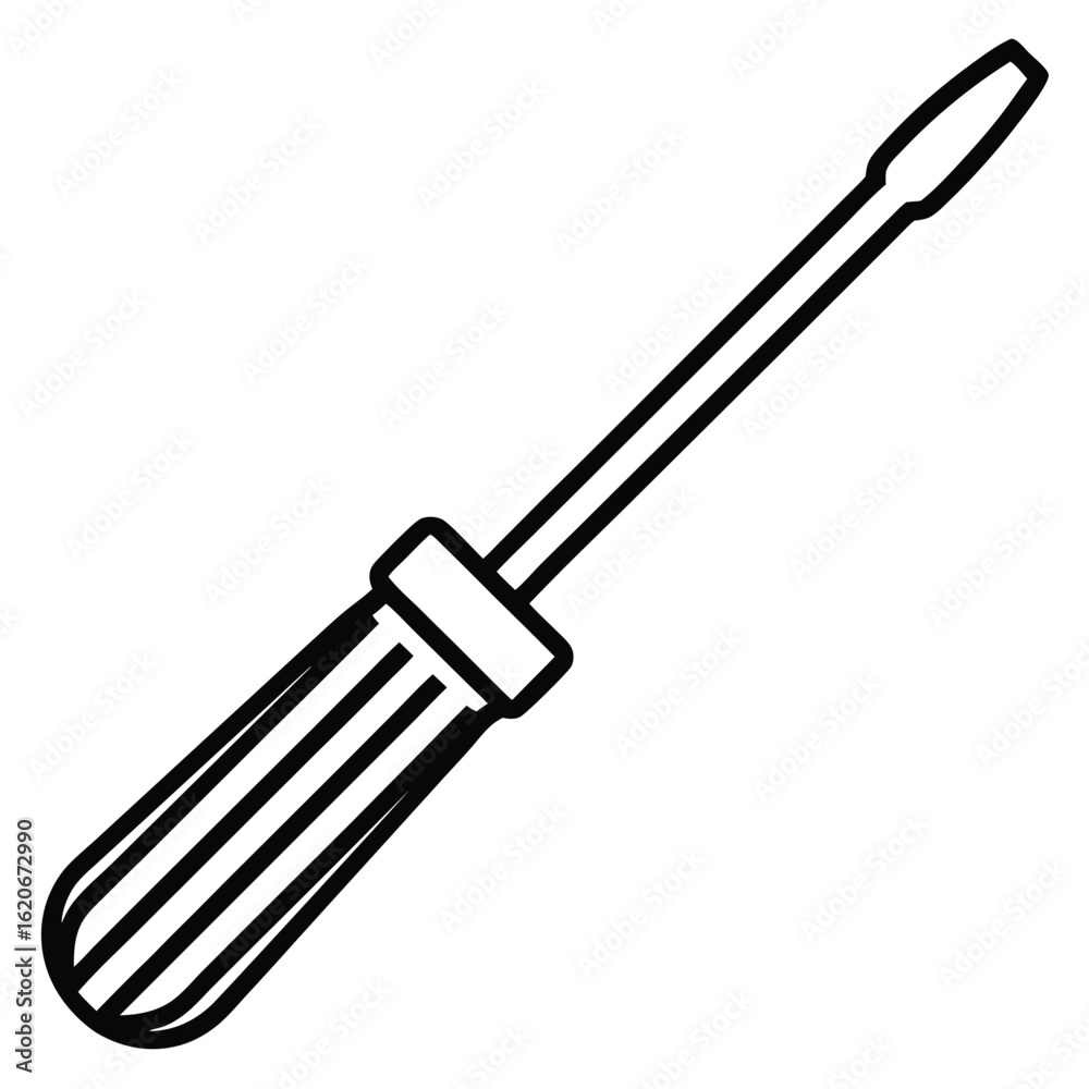 Slotted common blade screwdriver flat vector icon on white background Slotted common blade screwdriver flat vector icon on white background
