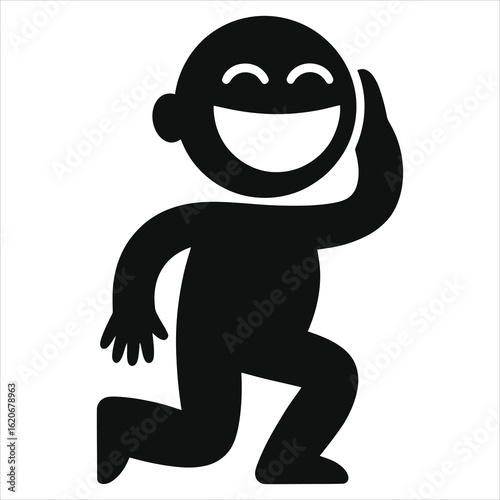 Joyful Stick Figure - Happy Man Dancing, Celebrating Success! Vector Icon for Positive Emotions & Fun.