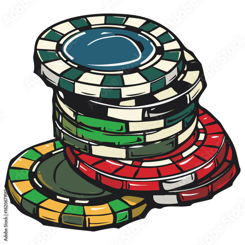 A Colorful Stack of Casino Chips Ready for High Stakes Betting