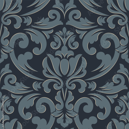 Damask modern seamless pattern element. Vintage classical old fashioned damask ornament, seamless texture for wallpapers, textile.