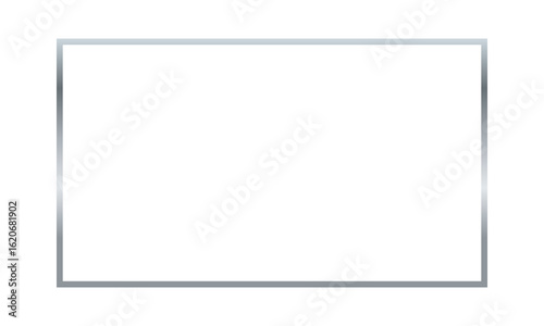 Silver metal frame isolated on transparent background. Realistic steel rectangle photoframe template for pictures and design projects. PNG