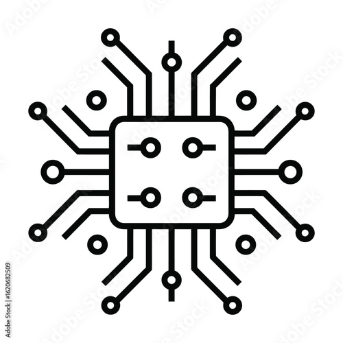 Microchip Icon on Transparent Background A Vector Illustration of an Integrated Circuit for Technology, Electronics, and Computer Science Projects