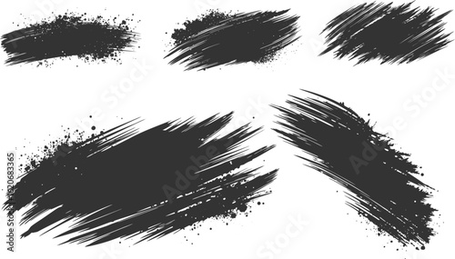 Black set of grunge paint brush, ink brush, brush strokes, brushes, lines, frames, box, grungy. Grungy brushes collection. Brush stroke paint boxes on white background