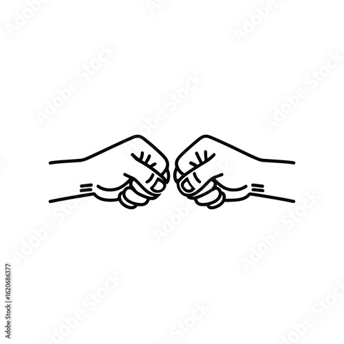 Simple Line Art Knuckle Bump Illustration: A Clean Graphic Symbol of Agreement, Teamwork, and Casual Greeting on a Transparent Backdrop for Design Versatility