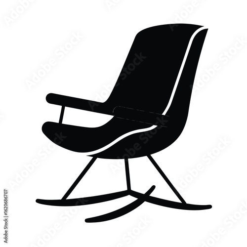 Black silhouette of a glider chair on a white background