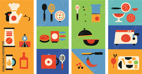 Flat Design Illustration Set for Everyday Cooking and Kitchen Life
