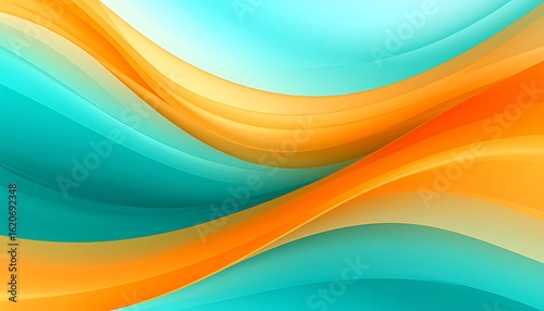 Abstract wavy background of turquoise and orange