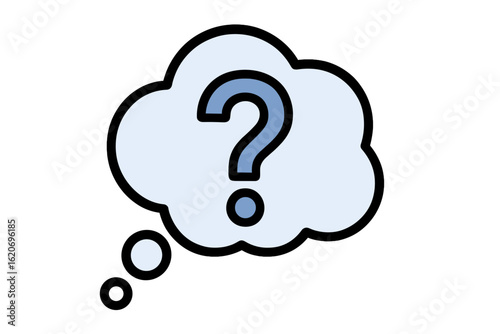 Vector illustration of a thought bubble with a question mark