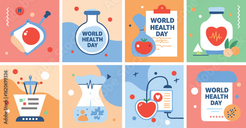 Flat Design Illustration Set World Health Day Event