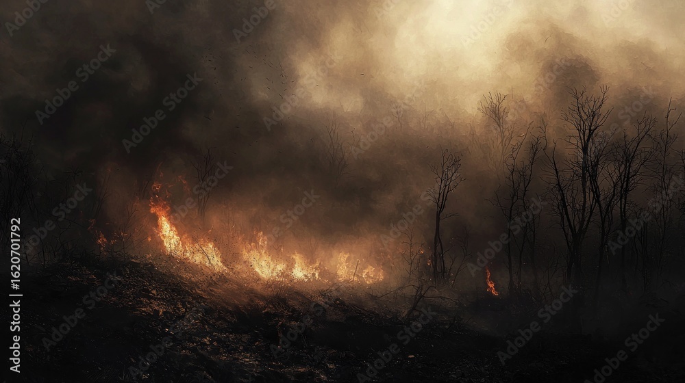 Obraz premium Forest fire landscape