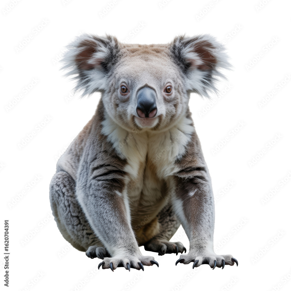 Obraz premium Cute Australian Koala Sitting Isolated on White 