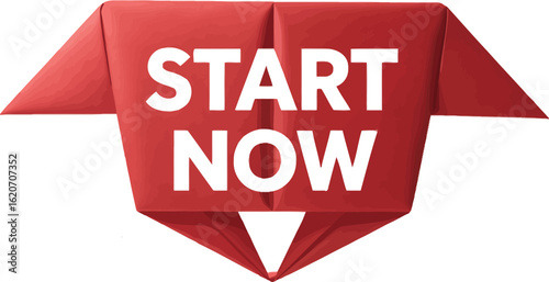 Start Now message on a red vector ribbon banner illustration