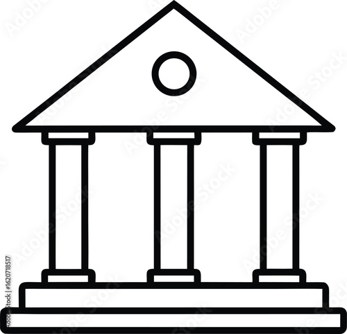 bank icon outline vector illustration on transparent background