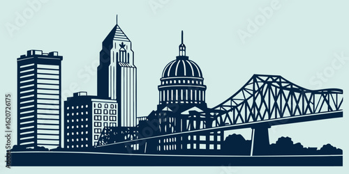 Kentucky Cityscape Vector: Louisville's 400 West Market & Big Four Bridge