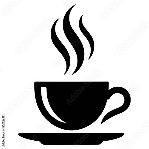 Silhouette of a steaming cup of coffee icon